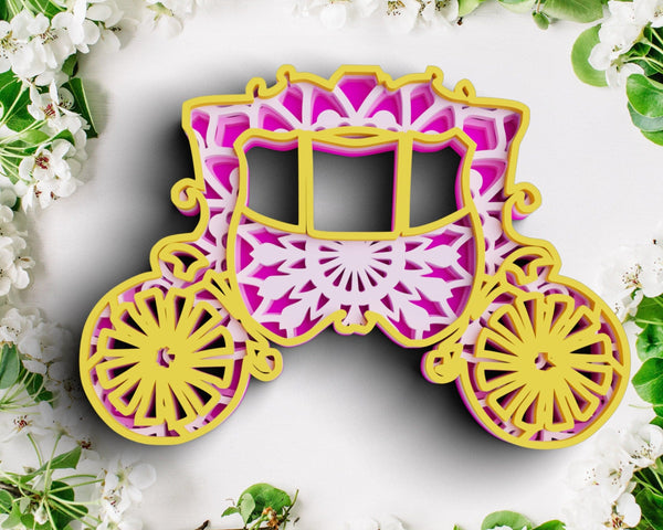 3D Carriage SVG DXF 4 Layer - Princess Svg-Rishasart