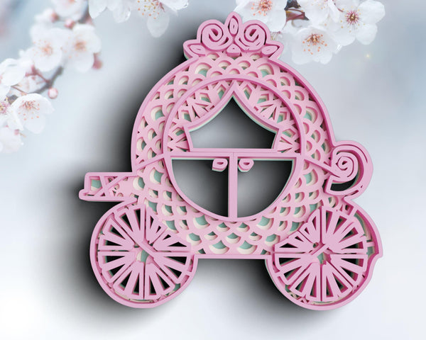 3D Carriage SVG DXF 4 Layer - Princess Svg-Rishasart