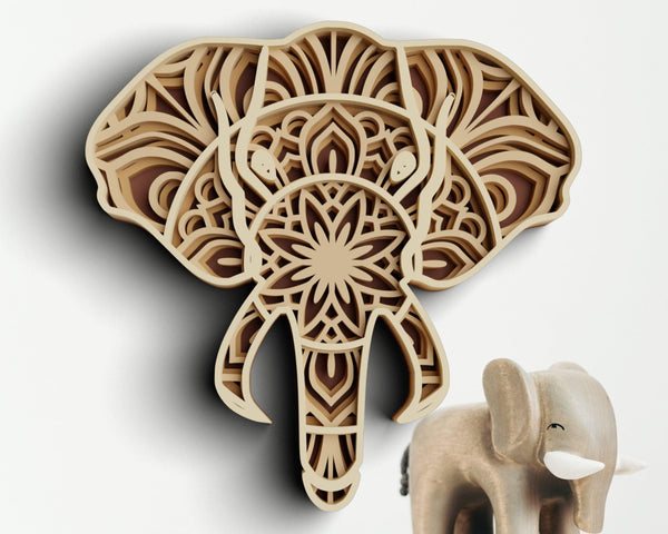 3D Elephant SVG DXF 4 Layer -  Animal Svg-Rishasart