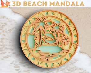 3D Beach SVG DXF file - Summer Svg 3D Mandala Svg-Rishasart