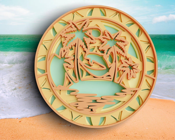 3D Beach SVG DXF file - Summer Svg 3D Mandala Svg-Rishasart