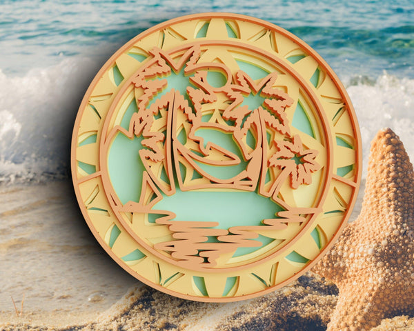 3D Beach SVG DXF file - Summer Svg 3D Mandala Svg-Rishasart