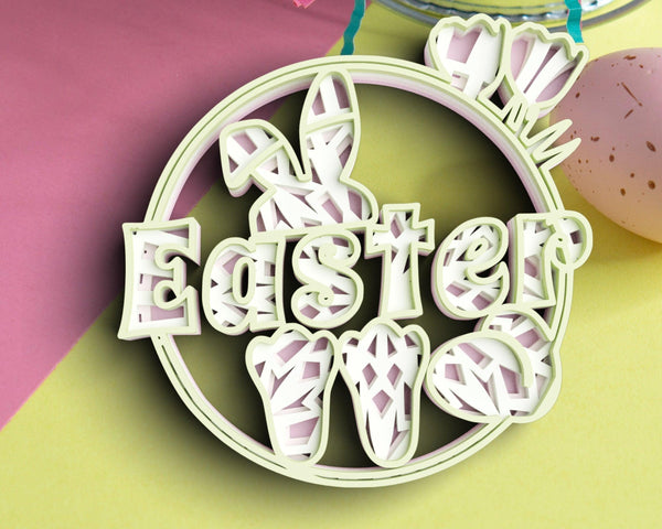 3D Easter SVG DXF 4 Layer - Easter Bunny Svg-Rishasart