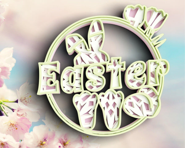 3D Easter SVG DXF 4 Layer - Easter Bunny Svg-Rishasart