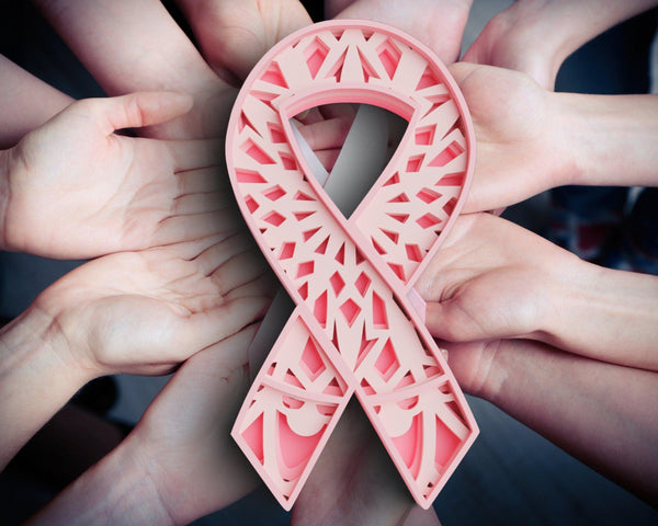 3D Cancer Ribbon SVG DXF 4 Layer - Awareness Svg-Rishasart