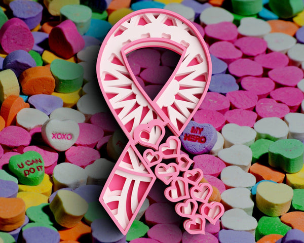 3D Cancer Ribbon SVG DXF 4 Layer - Awareness Svg-Rishasart