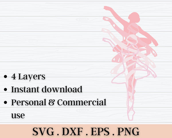 3D Ballerina SVG DXF 4 Layer - Ballet Svg 3D Mandala Svg-Rishasart