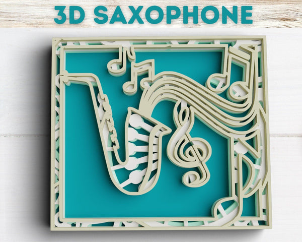 3D Saxophone SVG DXF 4 Layer - Music Svg 3D Mandala Svg-Rishasart