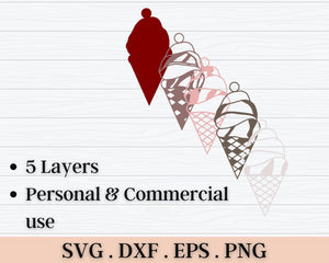 3D Ice Cream SVG DXF 5 Layer - Summer Svg-Rishasart