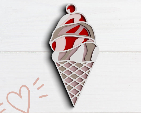 3D Ice Cream SVG DXF 5 Layer - Summer Svg-Rishasart