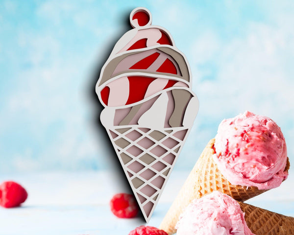 3D Ice Cream SVG DXF 5 Layer - Summer Svg-Rishasart