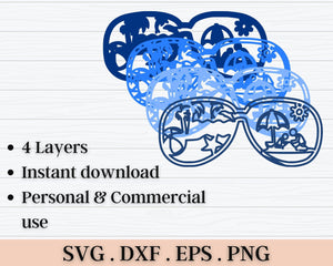 3D Beach SVG DXF file - Sunglasses Svg 3D Mandala Svg-Rishasart