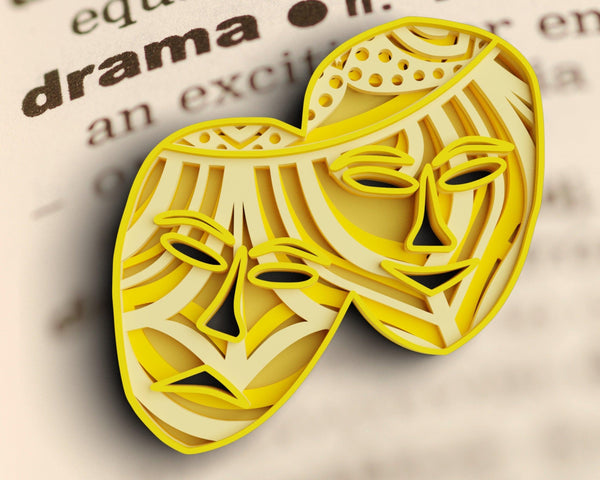 3D Theatre Masks SVG DXF 4 Layer - Drama Svg-Rishasart