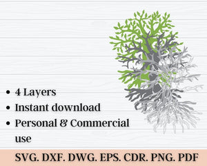 3D Tree of Life SVG DXF 4 Layer - Family tree Svg-Rishasart