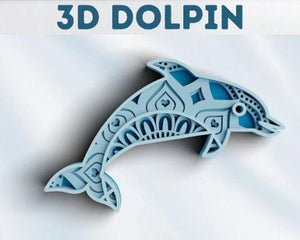 3D Dolphin SVG DXF 4 Layer - Ocean Svg-Rishasart