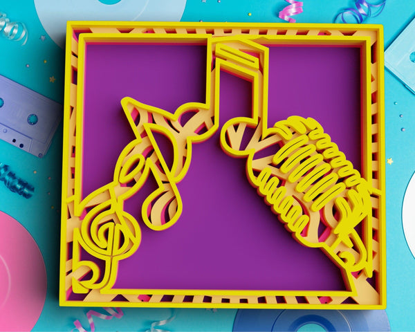 3D Music SVG DXF 4 Layer - Notes Svg-Rishasart