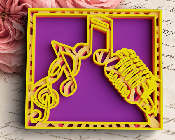 3D Music SVG DXF 4 Layer - Notes Svg-Rishasart