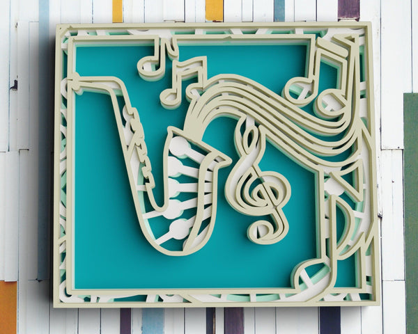 3D Saxophone SVG DXF 4 Layer - Music Svg 3D Mandala Svg-Rishasart