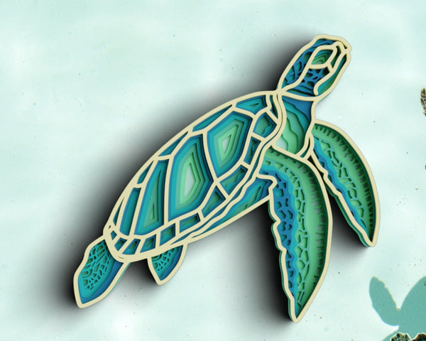 3D Sea Turtle SVG DXF 6 Layer - Ocean Svg-Rishasart