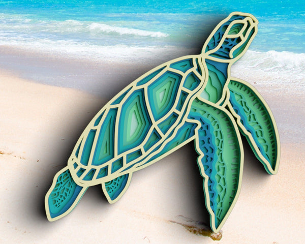 3D Sea Turtle SVG DXF 6 Layer - Ocean Svg-Rishasart