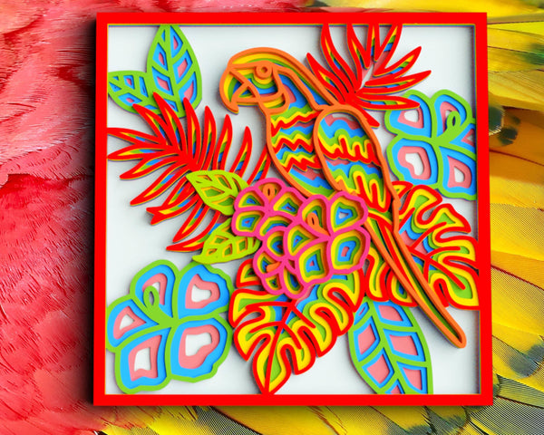 3D Parrot SVG DXF 9 Layer - Bird Svg 3D Mandala Svg-Rishasart