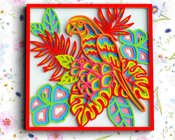 3D Parrot SVG DXF 9 Layer - Bird Svg 3D Mandala Svg-Rishasart
