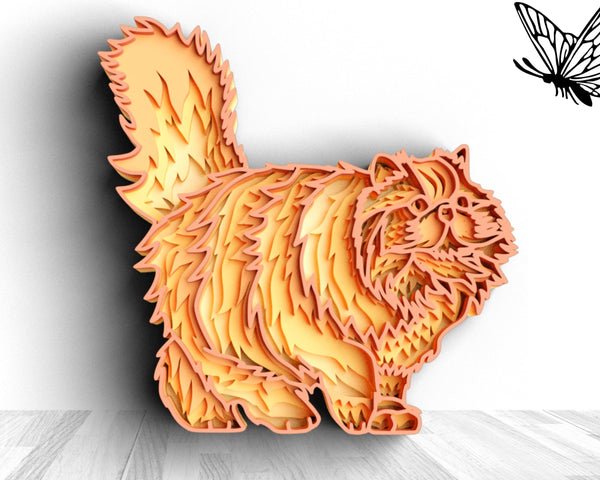 3D Cat SVG DXF 5 Layer - Persian Cat Svg-Rishasart