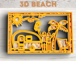 3D Beach SVG DXF file - Vacation Svg 3D Mandala Svg-Rishasart