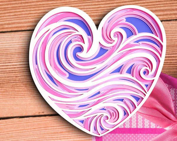 3D Heart SVG DXF 6 Layer - Ocean Svg-Rishasart