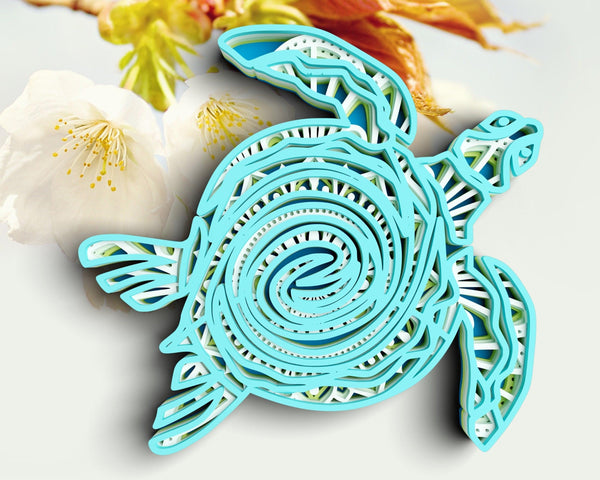 3D Sea Turtle SVG DXF 5 Layer - Ocean Svg-Rishasart