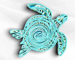 3D Sea Turtle SVG DXF 5 Layer - Ocean Svg-Rishasart