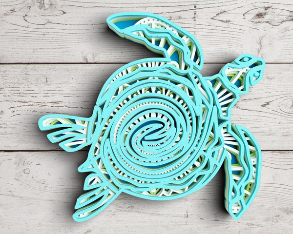 3D Sea Turtle SVG DXF 5 Layer - Ocean Svg-Rishasart