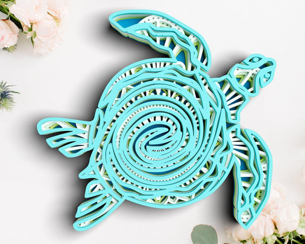 3D Sea Turtle SVG DXF 5 Layer - Ocean Svg-Rishasart