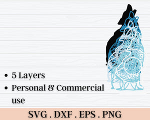 3D Wolf SVG DXF 5 Layer - Animal Svg-Rishasart