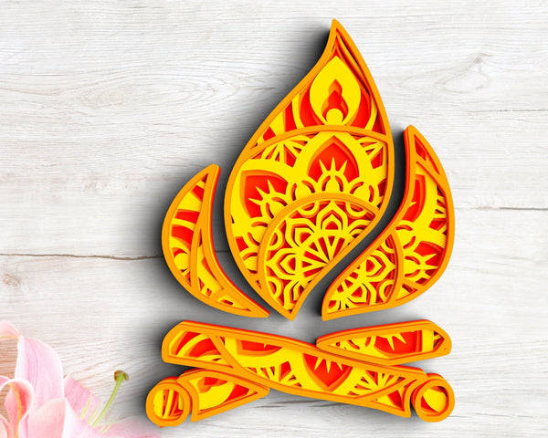 3D Flames SVG DXF 4 Layer - Camping Svg-Rishasart