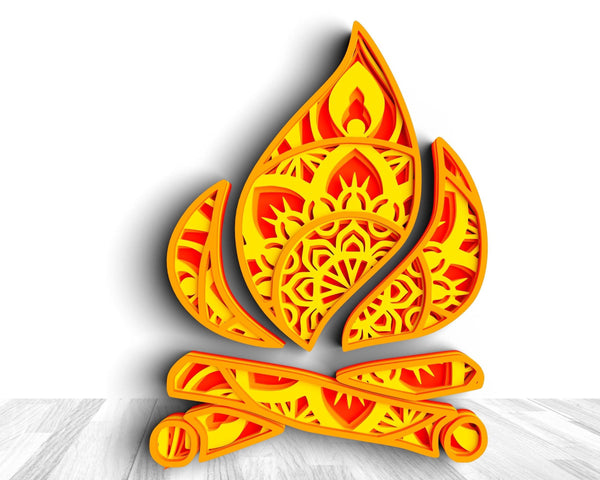 3D Flames SVG DXF 4 Layer - Camping Svg-Rishasart