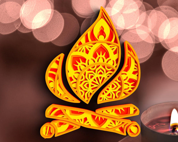 3D Flames SVG DXF 4 Layer - Camping Svg-Rishasart