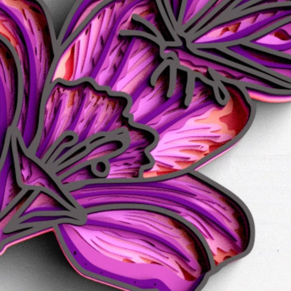3D Butterfly SVG DXF 7 Layer - Flower Svg-Rishasart