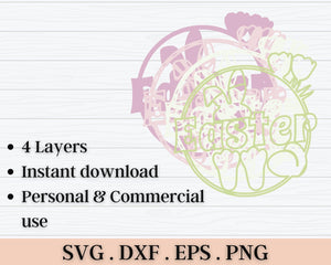 3D Easter SVG DXF 4 Layer - Easter Bunny Svg-Rishasart