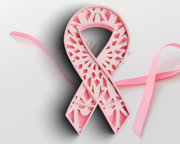 3D Cancer Ribbon SVG DXF 4 Layer - Awareness Svg-Rishasart