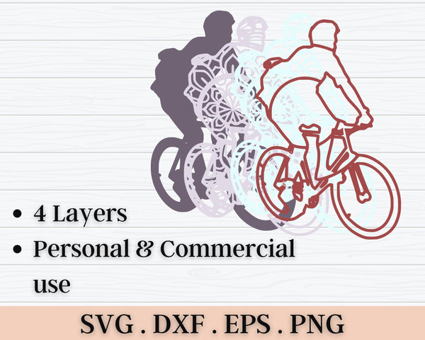 3D Bike SVG DXF 4 Layer - Adventure Svg 3D Mandala Svg-Rishasart