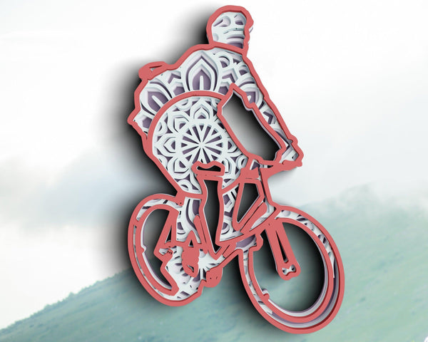 3D Bike SVG DXF 4 Layer - Adventure Svg 3D Mandala Svg-Rishasart