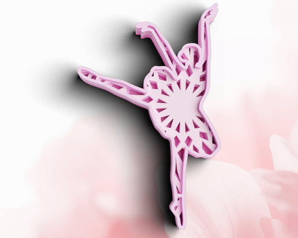 3D Ballerina SVG DXF 4 Layer - Ballet Svg 3D Mandala Svg-Rishasart