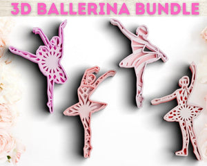 3D Ballerina SVG DXF 4 Layer - Ballet Svg 3D Mandala Svg-Rishasart