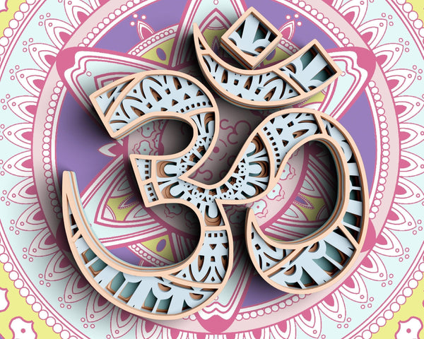 3D OM SVG DXF 5 Layer - Yoga Svg 3D Mandala Svg-Rishasart