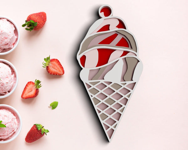 3D Ice Cream SVG DXF 5 Layer - Summer Svg-Rishasart