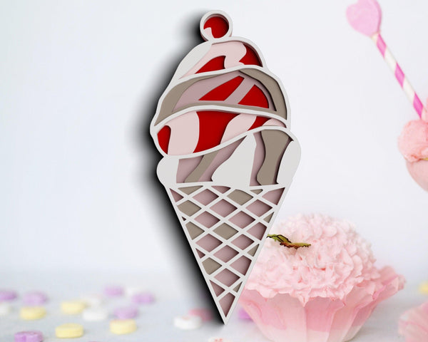 3D Ice Cream SVG DXF 5 Layer - Summer Svg-Rishasart