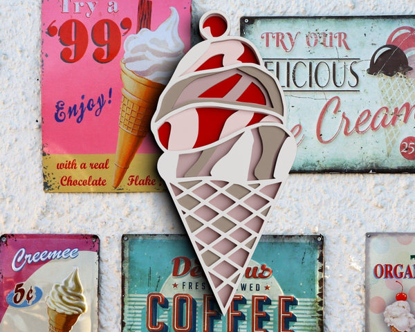 3D Ice Cream SVG DXF 5 Layer - Summer Svg-Rishasart