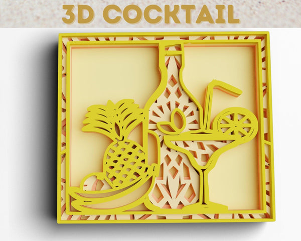 3D Cocktail SVG DXF 4 Layer - Beverage Svg-Rishasart