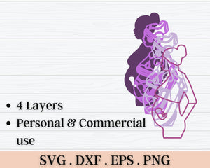 3D Pregnancy SVG DXF 4 Layer - Baby Shower Svg-Rishasart